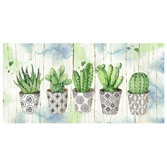 Potted Succulents on Wood by Elena Vladykina Wrapped Canvas Painting Art Print