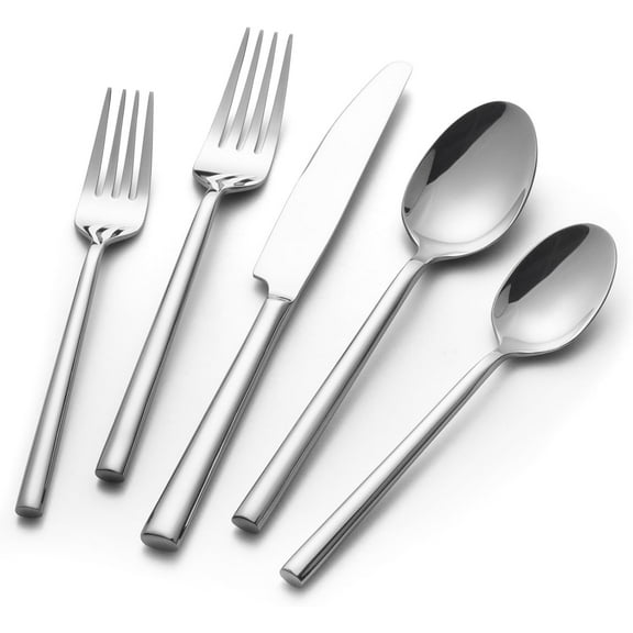Potter 40-Piece Forged Silverware Set Stainless Steel Flatware Set Cutlery Set, Service for 8, Mirror Finish, Dishwasher Safe