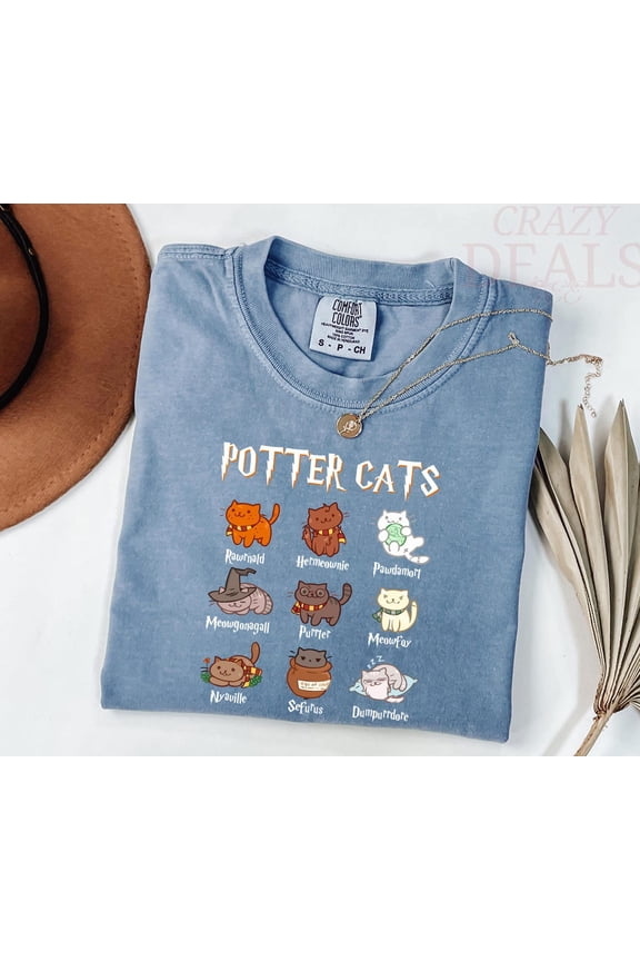 Potter Cat Cats Hp Lover Gift Hp Fall Wizard Universal Studios Trip T-Shirt