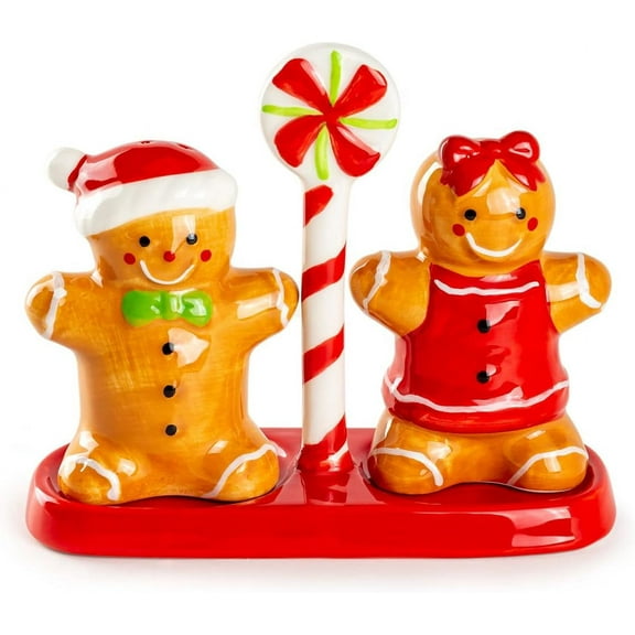 Potter's Studio Gift Boxed Gingerbread Figurine Salt and Pepper Shaker Set