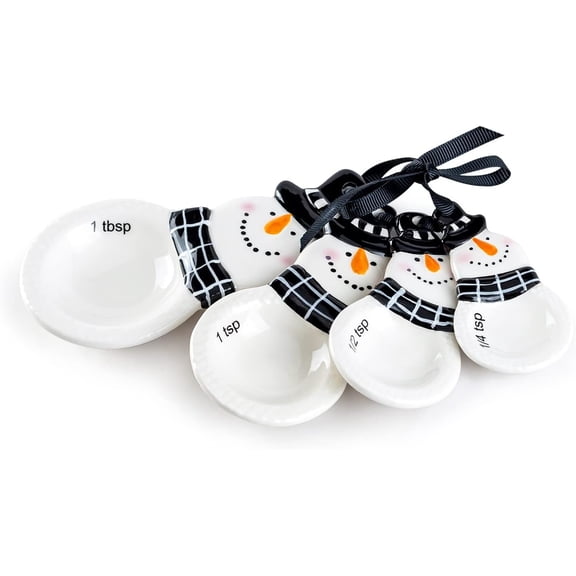 Potter's Studio Snowman 4-Piece Ceramic Measuring Spoon Set