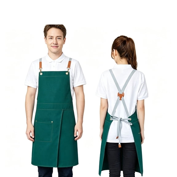 Pottery Apron Split Leg, Cross Back Strap Adjustable Apron with Large Pocket, Canvas Chef Apron