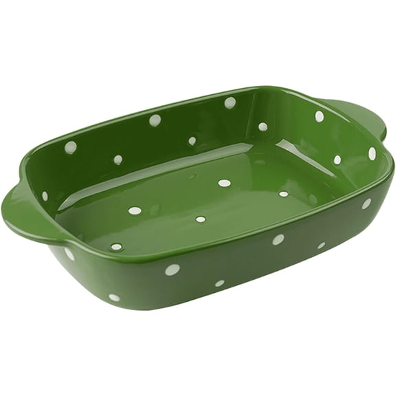 Pottery Bakeware Ceramic Casserole Dish Baking Pan Lasagna Pans Baking Dish with Handles for Oven to Table Ceramic Baking Dish Bakeware Set of 2 Piece Banquet and Daily Use Bakeware with,Green