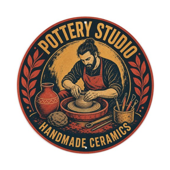 Pottery Ceramic Studio Handcrafted Decor_001 Metal Tin Sign Plaque