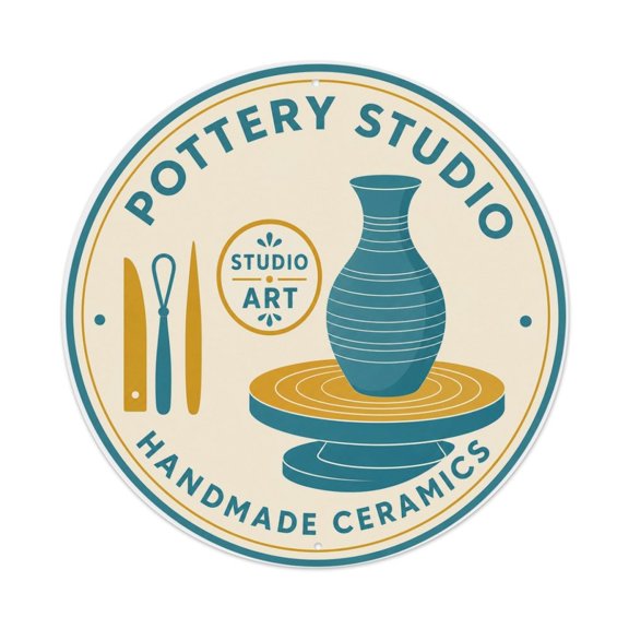 Pottery Ceramic Studio Handcrafted Wall Art Decor_001 Metal Tin Sign Plaque