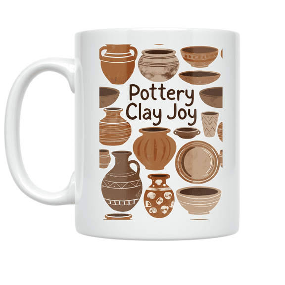 Pottery Clay Joy Hand-Drawn Design - Pottery Enthusiast - 11 oz Ceramic Coffee Mug