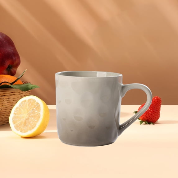 Pottery Coffee Cup Ceramic Cup Cream-style Mug Water Cup Coffee Milk Breakfast Cup Home Under-glaze Color Gradient Mug(Gray)
