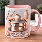 Pottery Coffee Mug Personalized Ceramic Cup with Pottery Wheel Design for Pottery Lovers