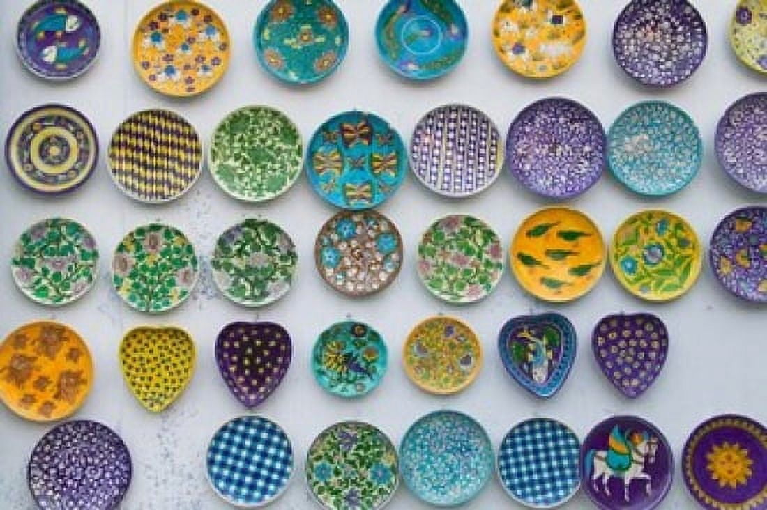 Pottery Dish Decoration on Wall Jaipur Rajasthan India Canvas Art - Keren Su DanitaDelimont (26 x 18)