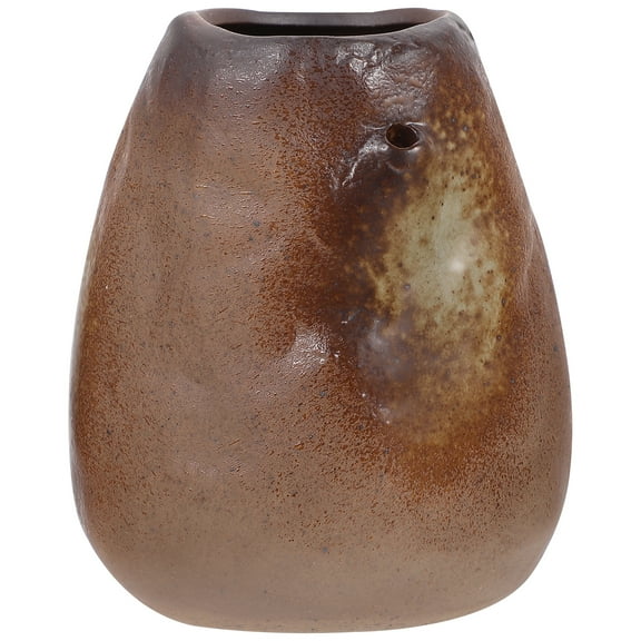 Brown Vintage Ceramic Flower Vase for Desktop Decoration, Delicate Pot, 1 Piece