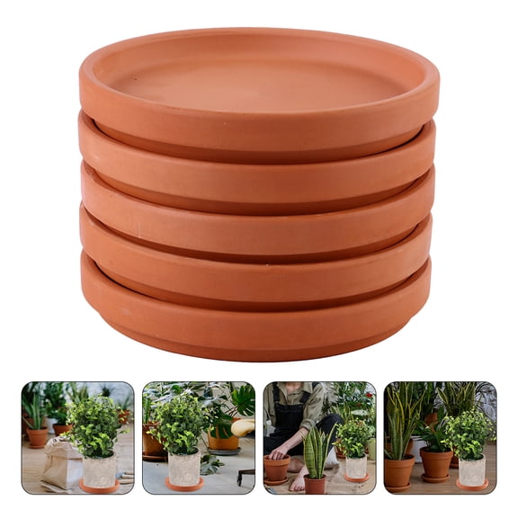 Toyandona 5Pcs Chocolate Flower Pot Tray Pottery Plant Saucers for Indoor Outdoor Use