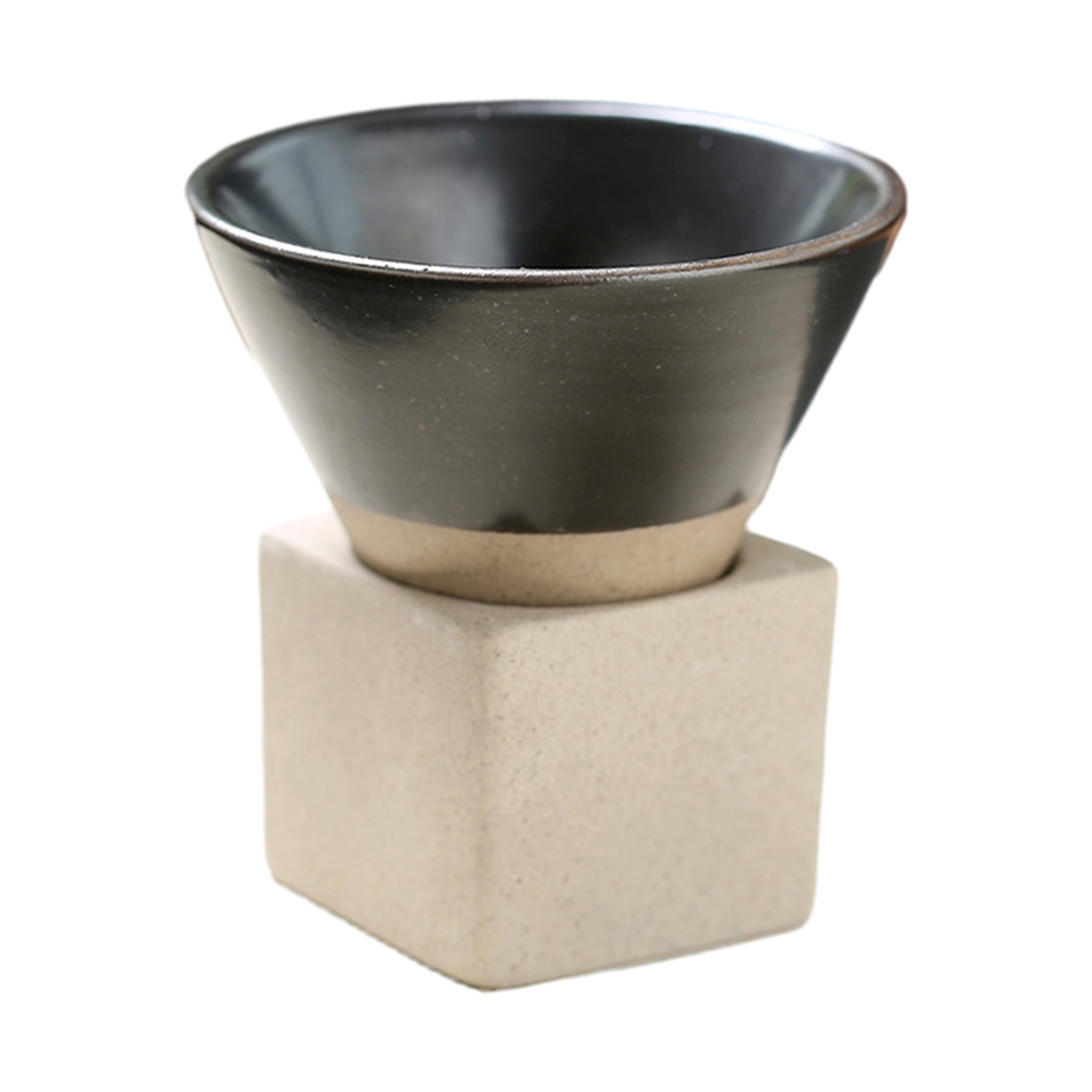 Pottery Funnel Drinking Cup Handmade Pottery Funnel Coffee Cup with Base Heatresistant Japanese