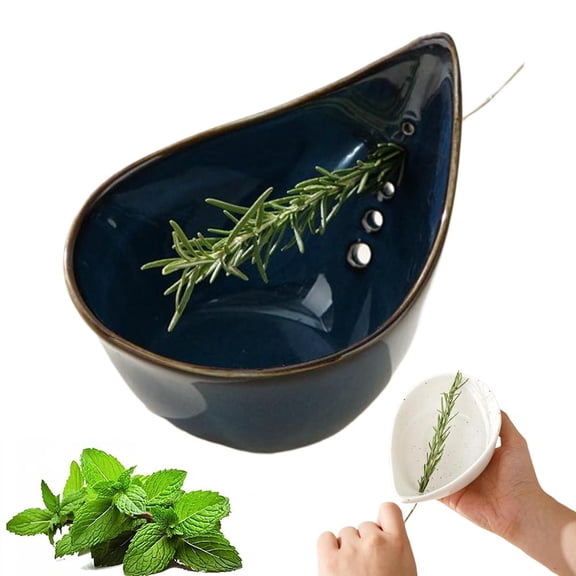 Pottery Herb Stripper Bowl, Ceramic Herb Stripper, handmade, different sizes of round holes, kitchenware for root removal