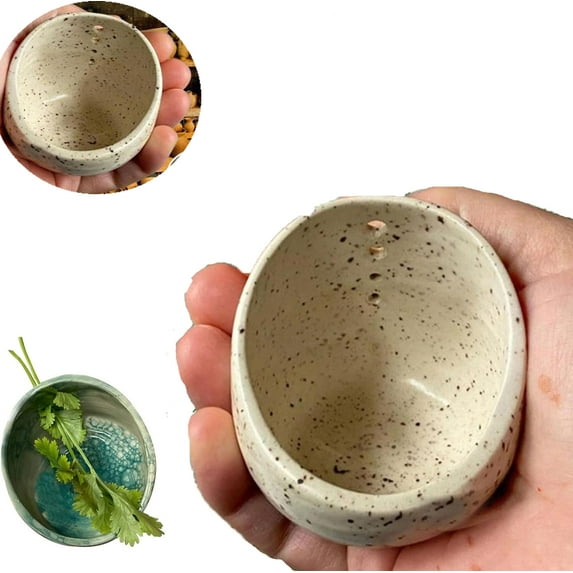 Pottery Herb Stripper Bowl,Herb Stripper Bowl Ceramic,Ceramic Herb Stripper,Handmade Herb Stripper Tool For Dishwasher And Microwave Peeling Off The Leafy Assembly,1PCS