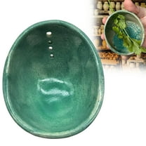 Pottery Herb Stripper Bowl with Multi-Size Holes - Handmade Ceramic Leaf Removal Tool for Parsley, Basil, Thyme, Dishwasher Safe Herb Peeler Cup, Artistic Kitchen Gadget for Home Cooks (Cyan)