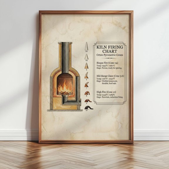 Pottery Kiln Firing Chart Wall Art Print Ceramic Studio Decor