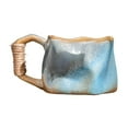 thumbnail image 1 of Pottery Kilns Into Retro Special-shaped Mugs Rough Pottery Hand Knead Irregular Nordics Style Coffee Cups(Blue), 1 of 6