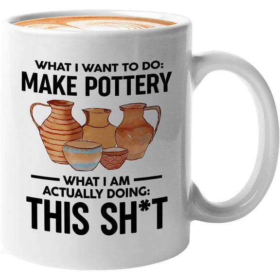 Pottery Maker Mug White 11oz - I Want To Make - Maker Clay Artist Ceramics Hobby