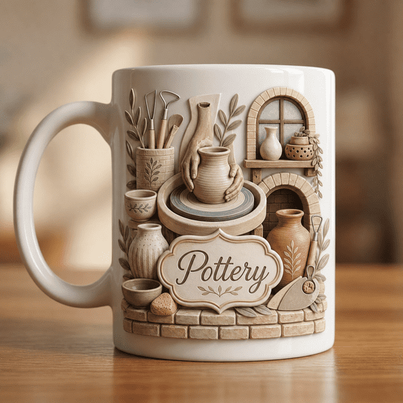 Pottery Mug Ceramic Art Studio Coffee Cup Gift for Potters and Ceramics Lovers