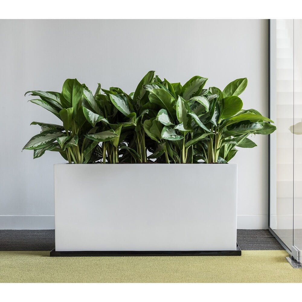 Glossy White Fiberstone Rectangle Planter, 32"