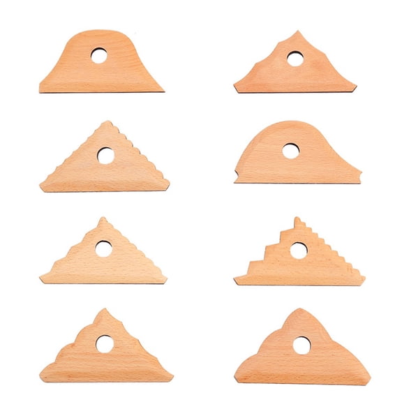 Pottery Ribs 8 Pack, Double Bevel, Supports Left and Right-Handed, Forward and Reverse Rotation of Pottery Wheel, Pottery Trimming Textured Art Tools, Pottery Foot Shaper Prep Tool