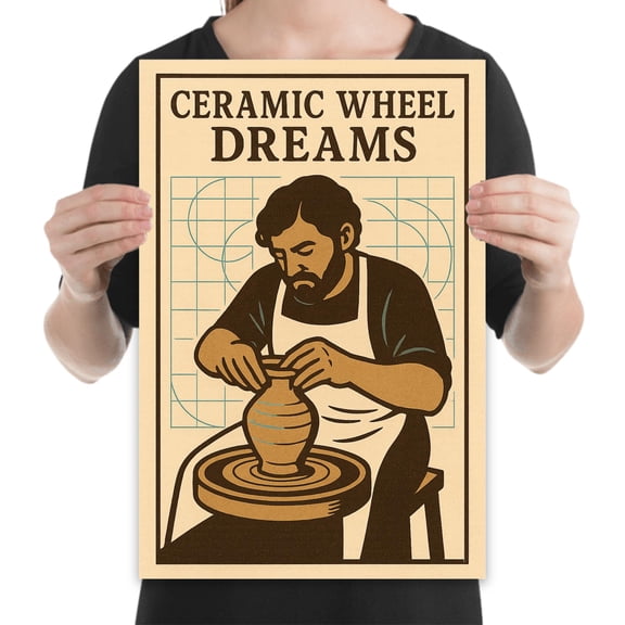 Pottery Studio Calm, Glossy 13x19 vibrant art print for makers and creative living spaces