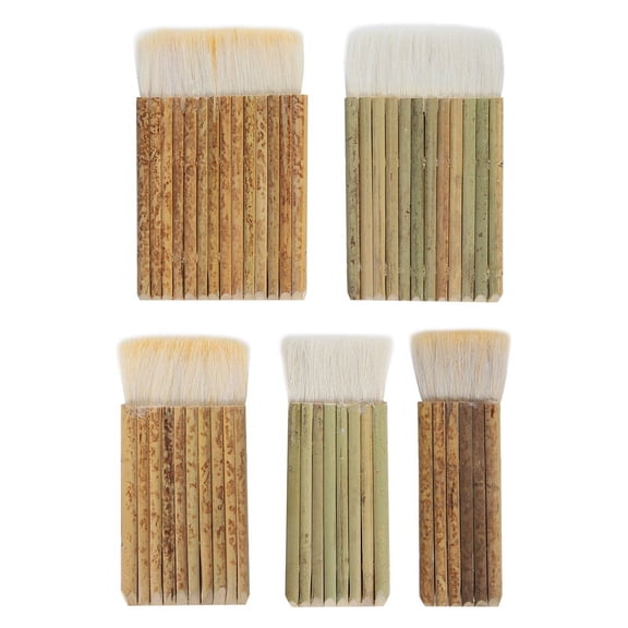 Pottery Studio Kiln Wash Brushes for Potters, 5-Brush Bamboo Handle Set (6/8/10/12/14) No Synthetic Bristles