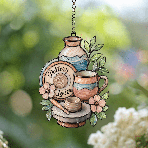 Pottery Suncatcher Acrylic 1 Layer for Ceramics Lovers, Pottery Studio Window Decor