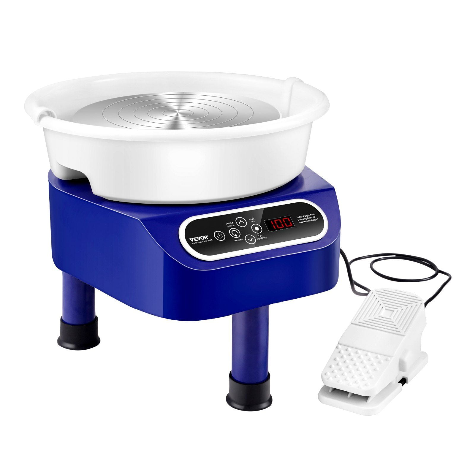 Pottery Wheel, 10 Inch Ceramic Wheel Pottery Machine, 350W Electric Pottery Wheel with Foot Pedal & LCD Touch Panel, Direct Drive DIY Clay Art Tool with Heavy-Duty Tripod Base, Blue