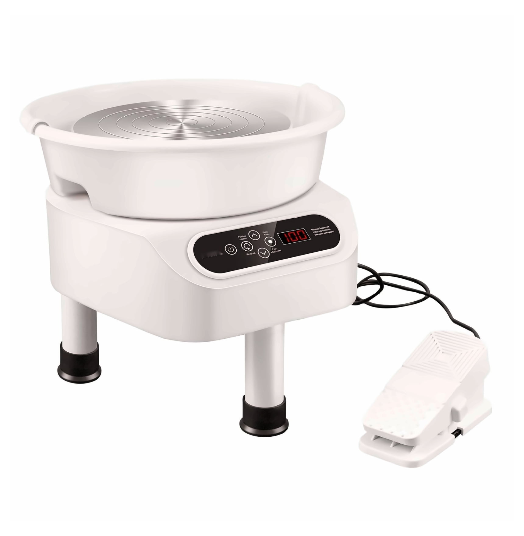 Pottery Wheel 10 Inch - Electric Ceramic Wheel with LCD Touch Screen & Foot Pedal - 350W Direct Drive Pottery Forming Machine for DIY Clay Art, White