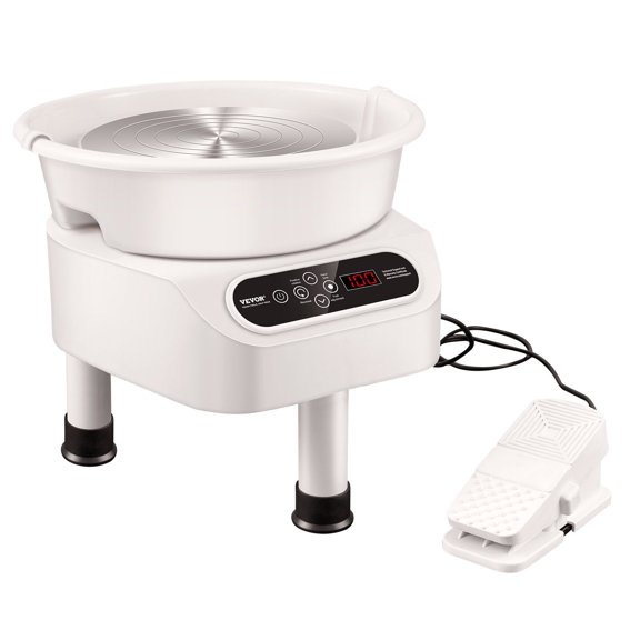 Pottery Wheel, 10 inch Pottery Forming Machine, 350W Electric Wheel for Pottery with Foot Pedal and LCD Touch Screen, White Direct Drive Ceramic Wheel with 3 Support Legs for DIY Art Craft