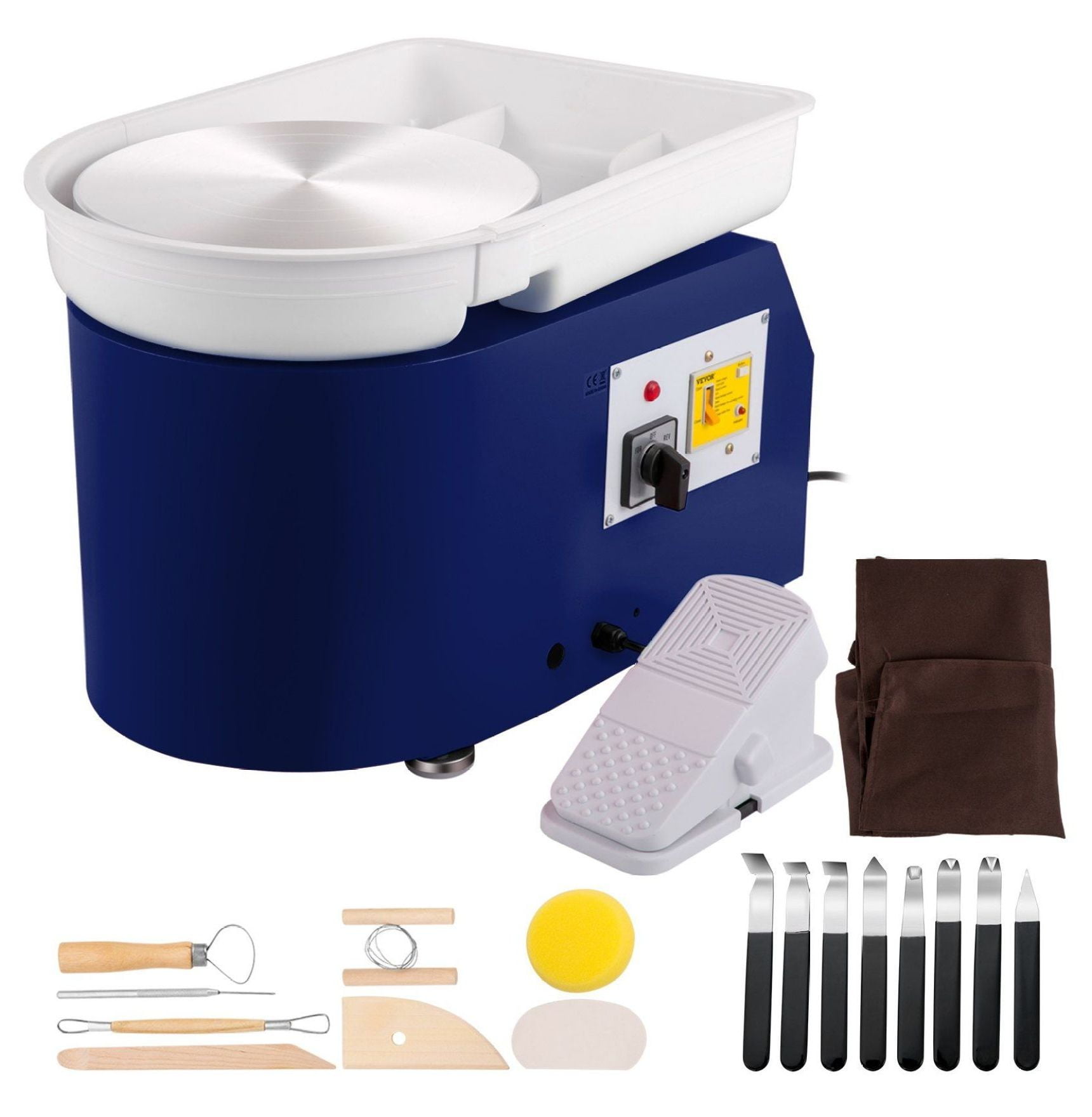 Pottery Wheel 11" 350W Electric Pottery Forming Machine with Foot Pedal, 18-Piece Clay Tool Kit, for Art, DIY, Home Craft - Blue