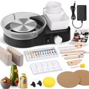 Pottery Wheel for Adults - Complete Pottery Tools Kit for Beginners, 6" Turntable Two-Way Rotation Adjustable Speed, 2.2 lbs. Air Dry Clay, Mini Clay Making Pottery Wheel with Storage Design Black