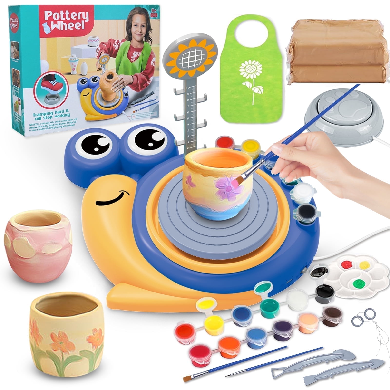 Pottery Wheel for Kids, Complete Pottery Kit for beginners Girls Boy Toy, Arts and Crafts for Kids ages 8-12, Clay Kit with Sculpting Tools, Ideal Birthday Halloween Toys