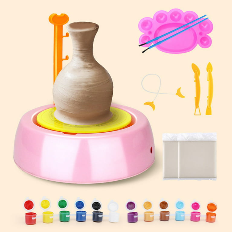Mini Kids Pottery Wheel: Complete Painting Kit for Beginners with Modeling  Cl