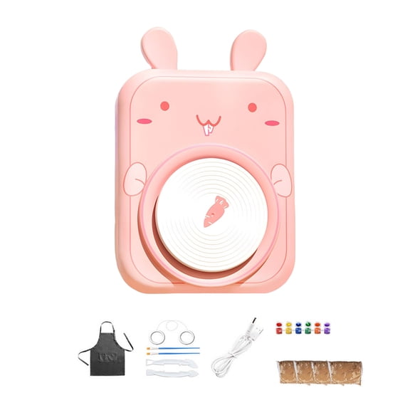 Pottery Wheel Machine with Clay for Beginners and Kids DIY Ceramic Craft Kit for Art Projects and Hobby Fun Pink