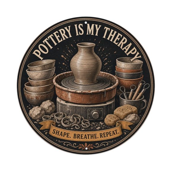 Pottery Wheel Therapy Wall Art Ceramic Studio Hanging Decor_001 Metal Tin Sign Plaque