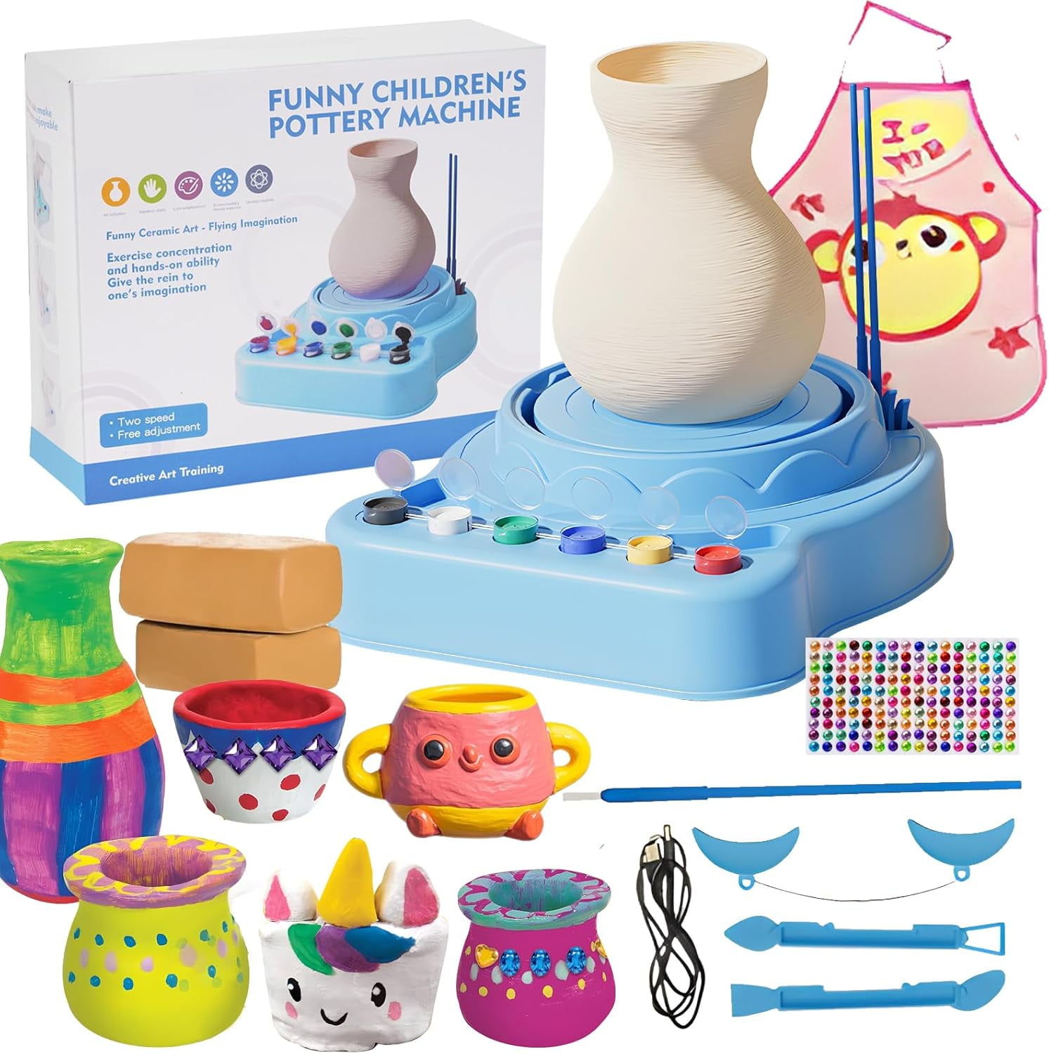 Pottery Wheel Toys, Pottery Wheel for Kids and Adults,Arts and Crafts ,Pottery Wheel Kit for Beginners,Birthday Gift for Boys and Girls for Ages 8-13,Blue