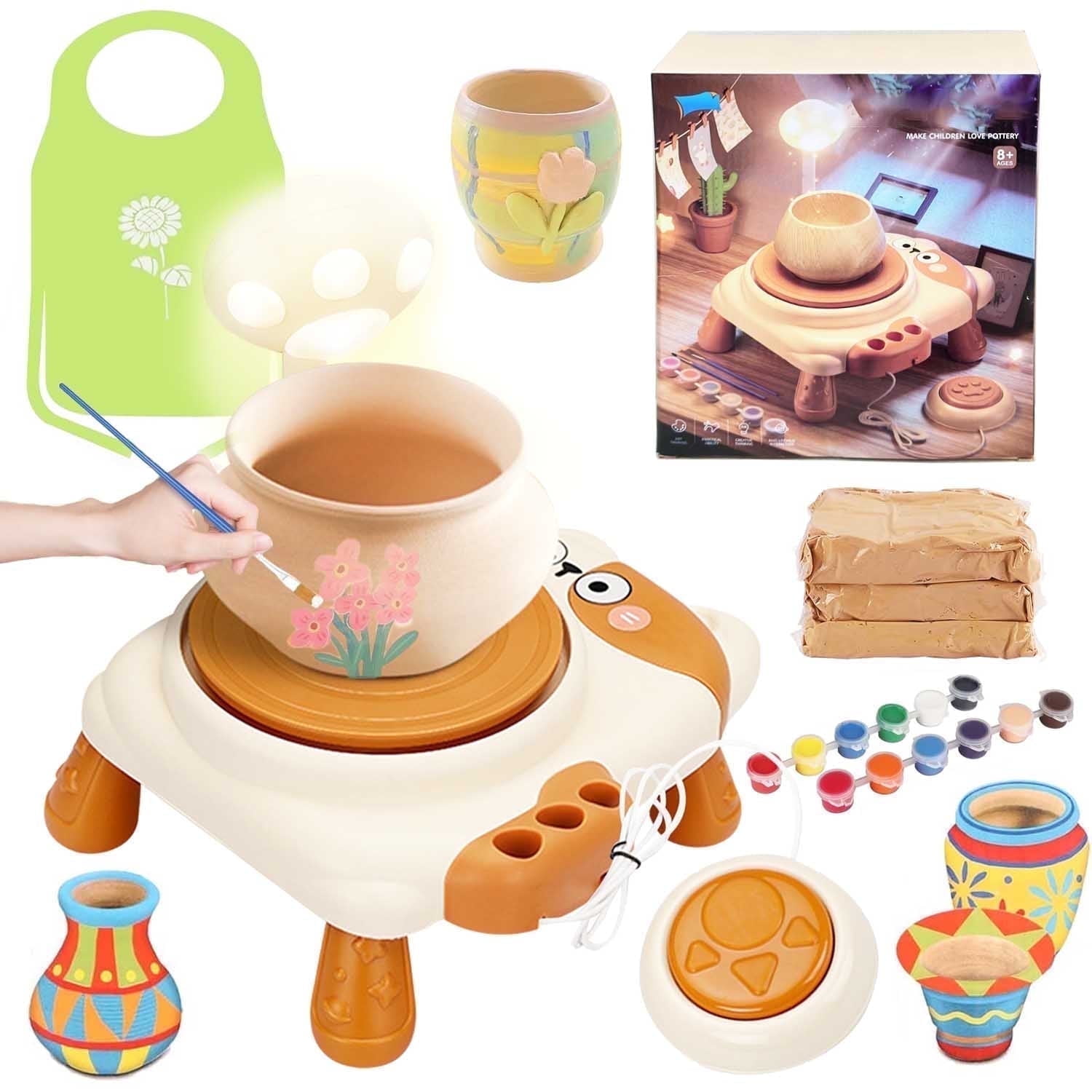 Pottery Wheel for Kids, Air Dry Clay and Kids Paint Craft Kits, Arts and Crafts Gift for Kids Girls Boys Ages 8-12 Year