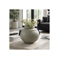 thumbnail image 1 of Round Ecomix Vase for Living Room and Home Decor - Metal Ring Handles and Textured Finish Flower Vase for House Display  - Modern Accent for Room, Bedroom, Office and Table - 10", Green & Black, 1 of 14