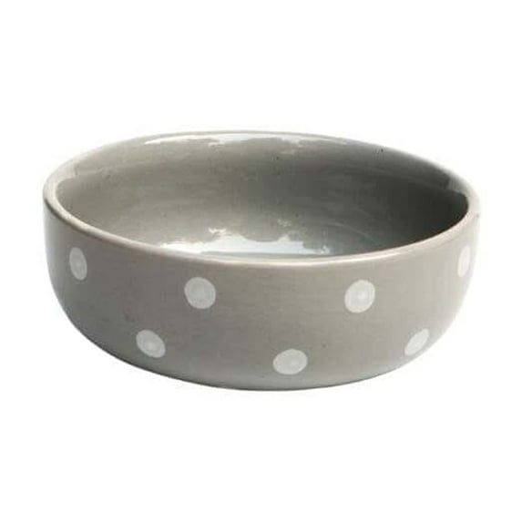 PotteryDen Pastel Grey Polka Dots Cereal Bowl- Height 5 cm | diameter 14 cm | Hand Painted | Hand Textured | Set of 1 | Ceramic | Ideal for serving cereal or any food items