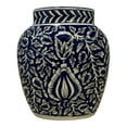thumbnail image 1 of PotteryDen Traditional Blue & White Vase - Height 20 cm | Length 16 cm | Hand Painted | Hand Textured | Set of 1 | Ceramic | Ideal for flower decorations, 1 of 4