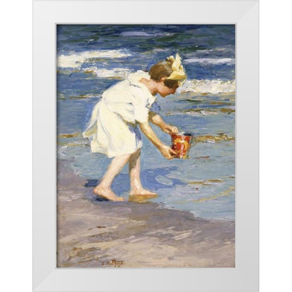 Potthast, Edward Henry 11x14 White Modern Wood Framed Museum Art Print Titled - Brighton Beach