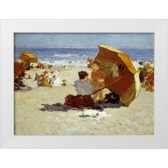 Potthast, Edward Henry 14x11 White Modern Wood Framed Museum Art Print Titled - Late Afternoon, Coney Island