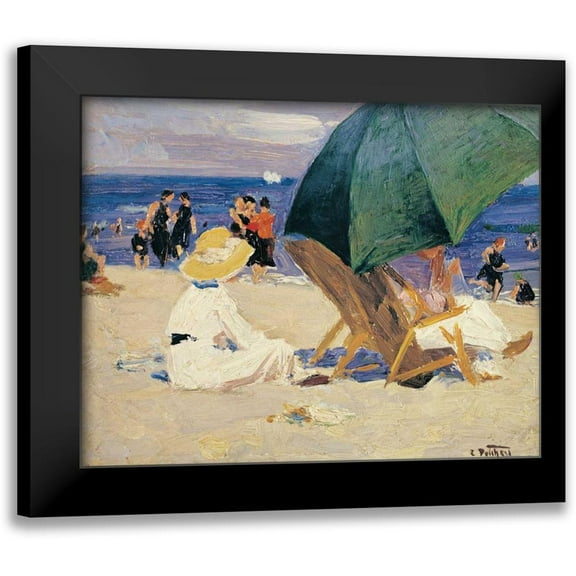 Potthast, Edward Henry 14x12 Black Modern Framed Museum Art Print Titled - Green Umbrella