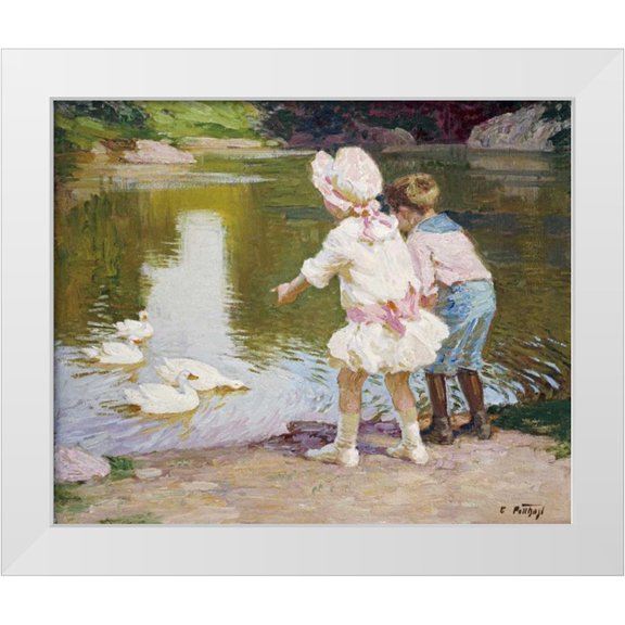 Potthast, Edward Henry 14x12 White Modern Wood Framed Museum Art Print Titled - In The Park