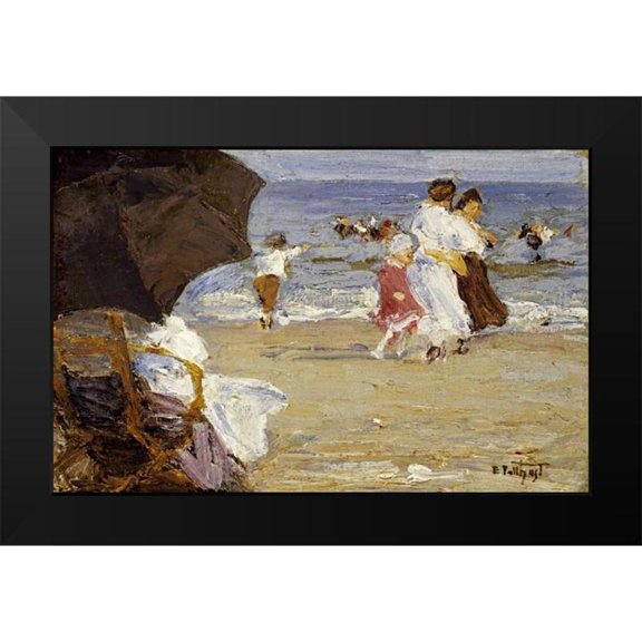 Potthast, Edward Henry 24x17 Black Modern Framed Museum Art Print Titled - The Beach Umbrella