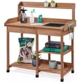 thumbnail image 1 of Potting Bench Outdoor Garden Work Bench Station Planting Solid Wood Construction for Horticulture w/Sink Drawer Rack Shelves, 1 of 7