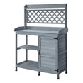 thumbnail image 1 of Potting Bench Outdoor, Gardening Workstation with Storage - 43x18in Wood Tabletop - Gray, 1 of 9