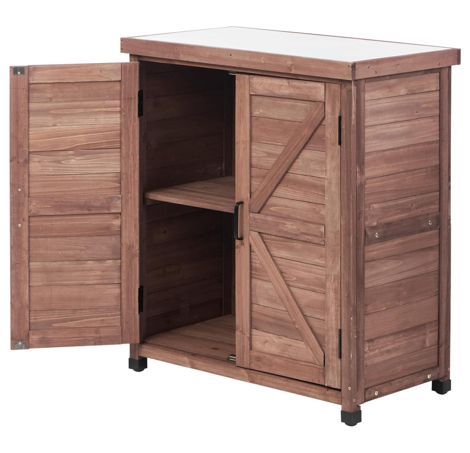 Premium Potting Bench with Storage Cabinet and Metal Top